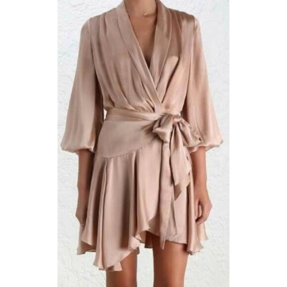 Elegant Blush Pink Wrap Dress - Picture 1 of 16